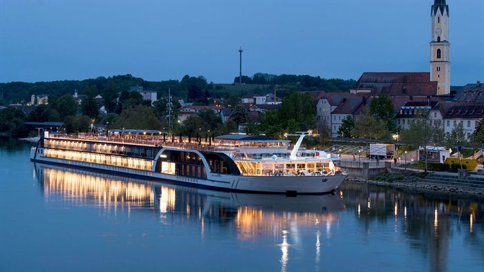 River ship at dusk