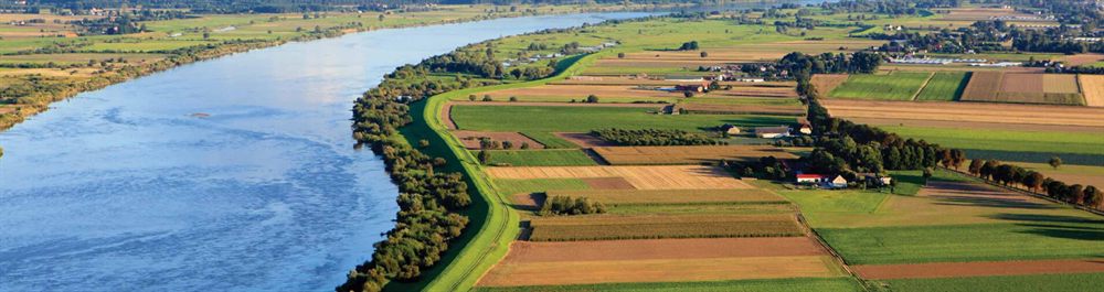 River winding past farmland